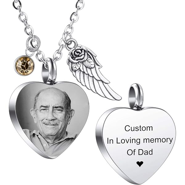 MeMeDIY Urnenkette Mit Engelsflügel-Anhänger – Personalisierter Fotoanhänger Aus Edelstahl, Asche-Schmuck Für Damen & Herren, Mit Trichter-Kit