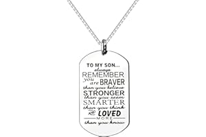 KENYG Inspirational Necklace To My Son Dog Tag Box Chain Venetian chain Necklace Mens Fashion Jewellery