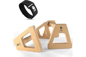 TS KING Push Up Handles - 2 x Non-Slip & Joint-friendly Wooden Handles - Ideal Parallettes & Calisthenics Equipment for Indoor & Outdoor Body Weight Training - Perfect for Pushups & Handstands