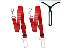 BAYBA Cinturon Perro Coche homologado Que Incluye Rodillo Quita pelos Mascota. Correa Extensible para Perros y Gatos de Total Seguridad. Accesorios de Perro para Transporte en Coche. Rojo