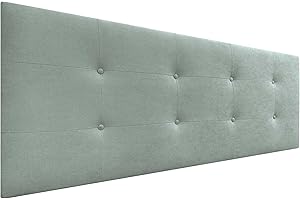DHOME Cabecero, Cabezales de Cama Acolchado Capitoné 8cm de Grosor. Cabezal tapizado ACUALINE Tela y Polipiel. Cabeceros de Cama Matrimonio e Individual (Tela Verde Agua, 160cm (Camas 150/160))