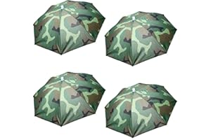 Hunterbee Lot de 4 chapeaux parapluies pliables pour la pêche, la plage, l'extérieur, grande taille, motif camouflage