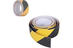 FLZONE Nastro Antiscivolo,Nastro Antiscivolo di Sicurezza per Gradini Delle Scale,Nero/Giallo Nastro di Avvertimento di Pericolo Nastro Adesivo per Marcatura 5CM x 5M