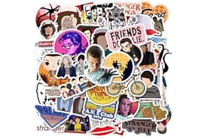 NEULEBEN Stranger Funny Things Pegatinas 50 PCS, Adhesivo para Computadora Portátil de Vinilo Impermeables Pegatinas para Automóvil Motocicleta Bicicleta Equipaje Calcomanía Parches Patineta Pegatina