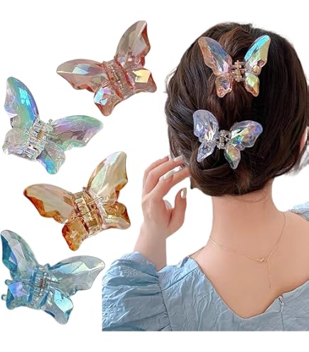 KuuGuu Schmetterlings-Haarspangen Damen - 2 Stück Groß Mit Strass, Rutschfeste Metallspangen Für Langes Haar