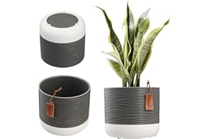 KADAX Doniczka na kwiaty, ceramiczna donica w 2 wariantach kolorystycznych, ozdobna donica z tłoczeniami dekoracyjnymi, ceramiczna donica na rośliny pokojowe (16 cm, szara)