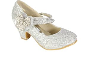 Style Spot Girls Special Occasion Heeled Shoes Kids Children Diamante Strappy Mid Heel Wedding Party Sandals Dance Party Shoes