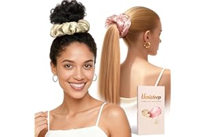 ‎UMISLEEP Umisleep Upgraded XXL Oversized 100% Maulbeerseide Scrunchies für Damen, Sanfte Haargummis für dickes & langes Haar, gegen Frizz & Haarbruch, ohne Abdrücke, 2er Set in Rosa & Champagner