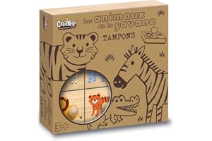 Crea lign'-Les Animaux DE LA Savane Etui, CL153, Bois