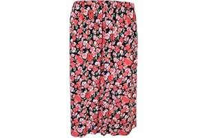 KK Fashion Lines Ladies/Womens Summer Floral Print Skirt, Light Weight Soft Viscose Fabric, Elasticated Waist, 27" Length