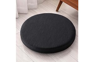 Waigg Kii Coussin de chaise rond lavable pour intérieur et extérieur, 45 x 45/50 x 50 cm, 55 x 55 x 8 cm, noir