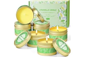 SCENTORINI Citronella Candle, Soy Wax Citronella Candle Outdoor, 6 x 75 g Portable Travel Tin Citronella Scented Candles, Lemongrass Candles Gift Set for Outdoor Garden, Camping