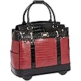JKM & Company Burgundy & Black Alligator Rolling Laptop Bag Briefcase Carryall Tablet Tote