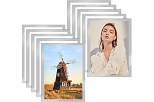 ‎YUE QIN YUE QIN 10 Stück Magnetrahmen A4 Info-Rahmen Selbstklebend mit Magnetverschluss Schnelles Wechseln von Aushängen Dokument Halter für Büro Ausstellungsraum Heimgebrauch (Silber Rand)