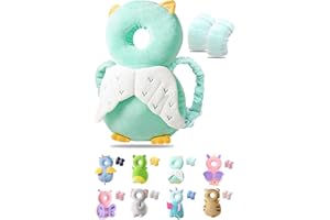 JEJA Baby Head Protector Backpack and Baby Knee Pads for Crawling, Adjustable Head Back Protection Safety Pads Toddler Walking, Owl