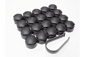 Partsdealers® Runde Radmutternabdeckungen für Audi A1 A3 A4 A5 A6 A7 A8 TT Q3 Q5 Q7 17 mm (schwarz matt)