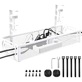 Hmseng Desk Cable Organizer, Cable Management, Hide Cables. No Damage to the Desk. No Hole Punching, Cable Management Tray fo