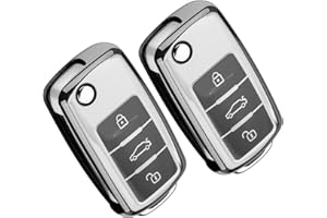 MOICAINY 2 Stück Autoschlüssel Hülle, Schlüssel Hülle Kompatibel VW Golf Seat Schlüsselhülle Cover 3-Tasten TPU Auto Schlüssel Cover