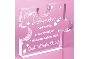 RISFIHEI Schwester Geschenk für Schwester Geburtstag,Geschenke für Schwester-Gravierte Acryl Block Puzzle Schwester,Geschenk Schwester