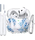 AirPods 1 & 2 Hülle Mit Blumen-Design – Klare TPU-Hülle Mit Schlüsselanhänger (Lila)