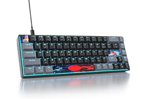 SbocKeeb Teclado Mecánico 60%，American QWERTY Layout 68 Teclas Teclado Gaming Retroiluminado RGB, Cableado PBT Keycaps, Compatible con PS5/PS4/Xbox
