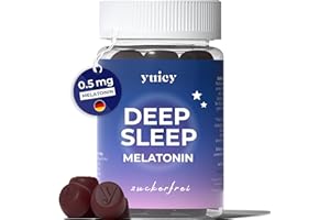 ‎YUICY YUICY Melatonin Gummies – 14 Stk. Extrem Leckere & Zuckerfreie Gummibärchen zum Einschlafen - 0,5mg Melatonin Hochdosiert & Vegan - Bewährte Einschlafhilfe Erwachsene - Deep Sleep