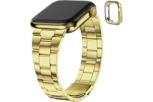 Fullmosa kompatybilny z Apple Watch 38 mm 40 mm 41 mm 42 mm 44 mm 45 mm, bransoletka/bransoletka ze stali nierdzewnej z etui do Apple Watch Series 7/6/5/4/3/2/1/SE kobiety mężczyźni