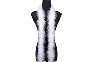 WANRUIDA Boa de plumas blancas de marabú esponjoso de 20g，aprox. 180 cm,para manualidades, bodas, fiestas, decoración de árboles de Navidad，carnaval, fiesta temática