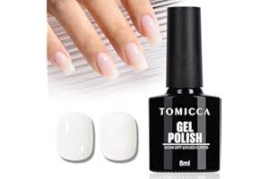 TOMICCA Vernis Semi Permanent Blanc Laiteux, 8ml Vernis Semi-Permanent Naturel French Gel Milky White Nail Art Gel Blanc UV LED Soak Off Vernis Manucure