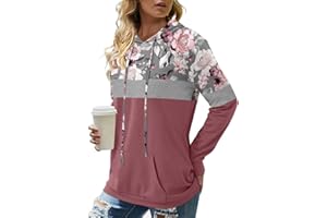 KISSMODA Hoodies for Women Camo Leopard Print Tops Pullover Hooded Sweatshirt Drawstring with Pocket