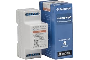 Freedompro DIN H Interrupteur Relais WiFi pour Lumières Intelligentes, Contrôle 4 Lumières, Compatible avec HomeKit, Matter, GoogleHome, Alexa, Compteur d'électrique, 110-240V, 20A, pour Panneau