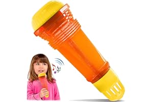 NOVELTY PLACE Nouveauté Place Microphone Echo pour Enfants et Tout-Petits – Incroyable Microphone de karaoké sans Batterie – Jouet Vocal rétro pour Chanter, Parler et communiquer – 27,9 cm (Jaune et Orange)