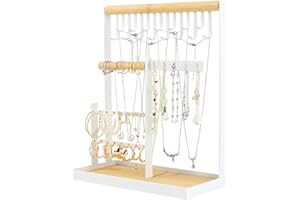 VFANDV Soporte para Joyas, Expositor de Joyas, Soporte de Joyería, Expositor de Joyas con Bandeja, Soporte para Cadena de 4 Niveles, Organizador de Joyas para Collares, Pendientes, Anillos, Pulseras