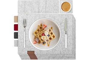 ‎SMØLA smøla 12-teiliges Premium Filz Tischset inkl. Untersetzer I Platzset Abwaschbar Grau I Platzset Abwischbar, Platzdeckchen Set mit Filzuntersetzer für Teller, Gläser I Tischdeko Winter, Edelgrau