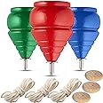 YAJUA Authentic Spinning Tops Classic Wooden Trompos 100% [Set of 3]