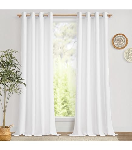 Gardinenbox Palermo - Set Di 2 Tende Occhiello Semitrasparenti Con Fermatenda, 225x140 Cm, Bianco, In Poliestere 190 G/m²