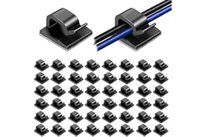 KITNISH 50 Pieces Cable Clips Self Adhesive, Adhesive Cable Clips Wire Clips Cable Management Wire Cord Holder,Cable Wire Management Holder Cable Tidy Clips for Desk Wall Home Office Outdoors