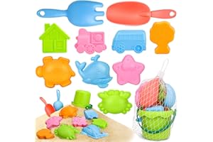 SANLEBI Kids Beach Toy,11 Pieces Sand Castle Playset with Bucket Spade Rake and Other Model Tools Kit, Summer Beach Games for Children Toddlers