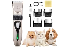 Anluomania Hundeschermaschine, Haarschneidemaschine für Hunde, Tierhaarschneidemaschine, Tierhaarschneider, Leiser Wiederaufladbarer, Kabelloser, mit 4 Führungskamm, für Hunde Katzen Alle Felltypen