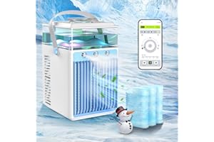 TIPTOP HOME Aire Acondicionado Portátil, 800ML Mini Enfriador de Aire Portátil con Control de Aplicación,4 en 1 USB Recargable con 6 Cajas de Hielo, Mini Aire Acondicionado para el Hogar, Oficina