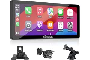 Carpuride W103 Pro z bezprzewodowym przesyłaniem Bluetooth, przenośne radio samochodowe Carplay i Android Auto, 10,3-calowy ekran dotykowy 1080P, Mirror Link/GPS/Siri/FM, z 3 uchwytami