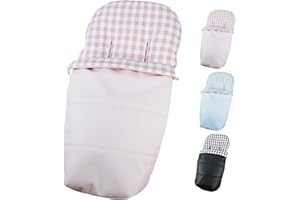 TRIMATT Saco Silla Paseo Universal Impermeable - Uso como Saco en Invierno o como Funda de Silla en Verano - Hecho en España Color ECOPIEL Cuadros Vichy Rosa