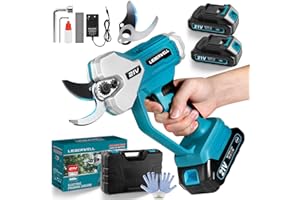 LIEBERWELL Elektrische Astschere für Makita 18V Akku, 600W Professionelle Akku Gartenschere mit 2x 2000mAh Batterie, Handgeführte Bürstenloser Motor Gartenschere mit LCD Schnittzählerm, 35mm Schneiddurchmesser