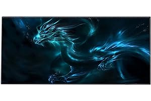 Silent Monsters Mouse Mat Size XX Large 35 x 16 inches / 90 x 40 cm, Dragon, Stitched Edges, washable & rollable Mouse Pad, Gaming Home Office Mousemat, Mousepad non-slip & quiet, Desk Mat XXL