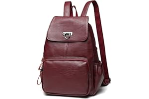 FANDARE Plecak damski z prawdziwej skóry, stylowy, wodoszczelny, tornister, na uniwersytet, do pracy, na zakupy, na podróż, czerwony (Weinrot), L