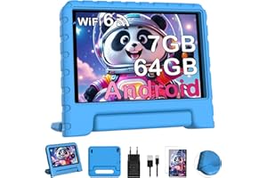 Dghrti Tablet 7 Inch Android, Quad-core, 7GB +64GB (TF 512GB), Parental Control, 3500mAh, BT 5.0, 5+8MP, Tablets with EVA Protective Case, Blue