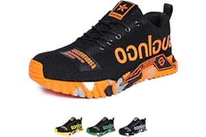 Aohuyergai Zapatos de Seguridad para Hombre Zapatillas De Seguridad Ligeros Mujeres Punteras De Acero, Botas De Trabajo Cómodos, Zapatillas Industriales De Construcción Transpirables