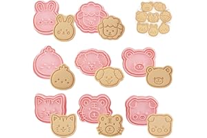 WishesMar Cortador de Galletas Kit 8 Piezas 3D Forma de Animales Moldes para Hornear Reposteria Bricolaje Pastelería Decoración Festiva