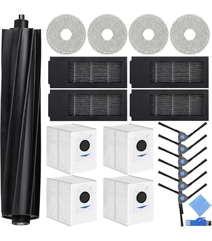 EATBALE Set di accessori di ricambio per Ecovacs Deebot X2 / X2 Omni / X2 Pro / DEX86 robot aspirapolvere, 12 pezzi con 4 spazzole laterali, 4 filtri Hepa, 4 panni per