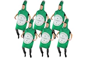 I LOVE FANCY DRESS LTD 6 disfraces de botella de cerveza para adultos, botella grande verde con etiqueta «Drink Me», disfraz divertido y novedoso para Oktoberfest, bávaro, festival de cerveza, despedidas de soltero